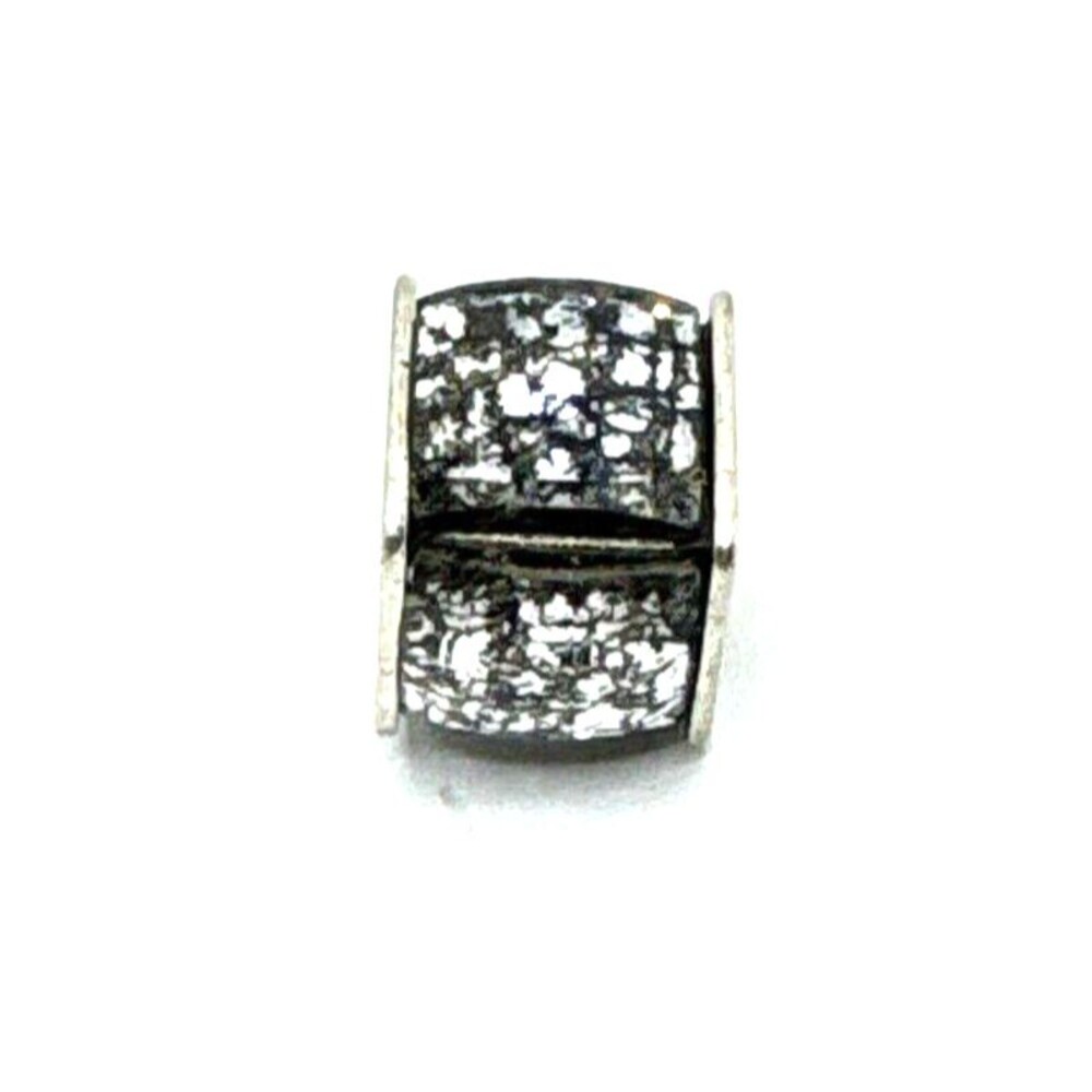 Brighton Ice Cube Black Petina Speckled Crystal Silver Square Spacer Bead